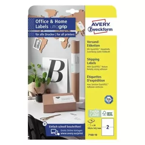 Avery 7168-10 self-adhesive label Rectangle Permanent White 20 pc(s)