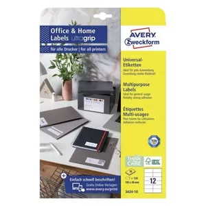 Avery 3424-10 self-adhesive label Rectangle Permanent White 120 pc(s)