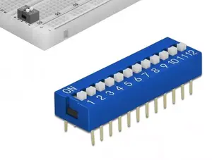 DIP switch for PCB DELOCK 66388, blue plastic, 10 pcs, 31.9×9.9×5.5 mm