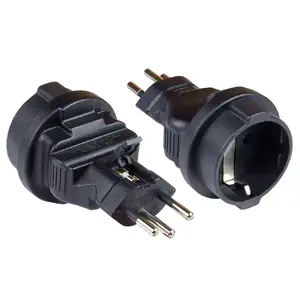 Power Plug Adapter Type J (CH) Type F Black Alcasa PA-6002S