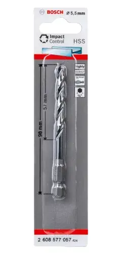 Vītņveida urbja uzgalis Bosch HSS sešstūra kāts 5.5 mm Photo 2