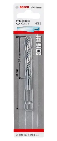 Twist drill bit Bosch HSS hex-shank 6 mm Photo 2