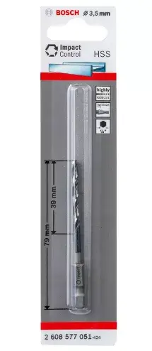 Vītņveida urbja uzgalis Bosch HSS sešstūra kāts 3.5 mm Photo 2