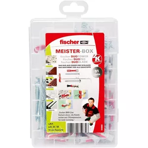 FISCHER dowel set DUOLINE Light Grey Red — 91 pieces, mixed sizes for masonry and drywall