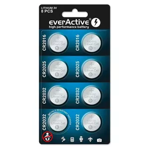 Battery set everActive CRMIX8BL — 8-piece lithium coin cells CR2032, CR2025, CR2016