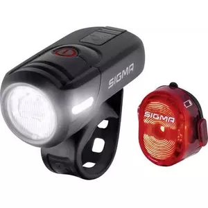 Sigma velosipēdu apgaismojuma komplekts AURA 45 / Nugget Set LED ar akumulatoru (17460) melns (17460)