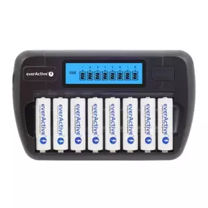 Battery charger everActive NC-800 — universal AA charger, 8-cell, 12 V input, mains-powered, black