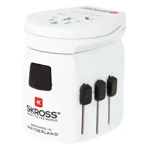 Power adapter SKROSS PRO Light 3x USB — Universal plug, 3 USB ports (2.4 A each), 100–250 V