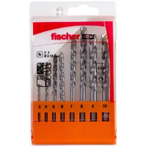 Fischer 543027 Masonry Drill Bit Set, 8 Pieces, 3-10 mm