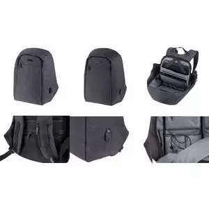 Lightpak Rucksack SAFEPAK, mit USB-Ladeport, anthrazit Polyester, gepolsterter Rücken, Trolleyband, - 1 Stück (46154)