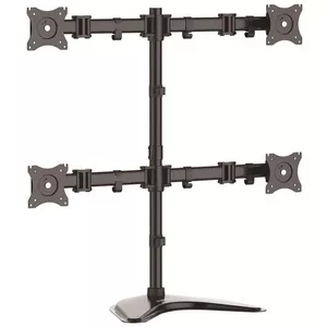 Quad-monitor articulating desktop stand StarTech ARMBARQUAD — supports 4 screens, 13"–27", up to 8 kg, VESA 75x75–100x100, black