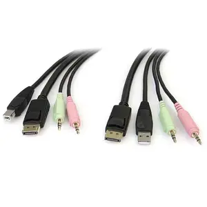 KVM switch cable StarTech 6ft 4-in-1 USB DisplayPort with audio & microphone, 1.829 m