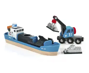 Игрушечный контейнеровоз с крановой машиной BRIO (Ravensburger) модель 63353400, разноцветный, для 0,3–99 лет