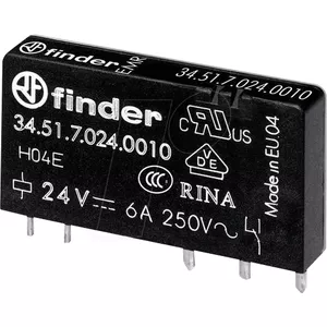 Электромагнитное реле Finder 34.51.7.005.0010 для печатных плат, 5В DC, 6А, 1 переключающий контакт