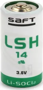 Baterija C SAFT LSH14 — litija tionilhlorīds 5500 mAh, balta/zaļa