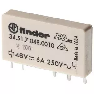 Миниатюрное реле Finder 34.51.7.024.0010, 24В DC, 6А, 1 переключающий контакт