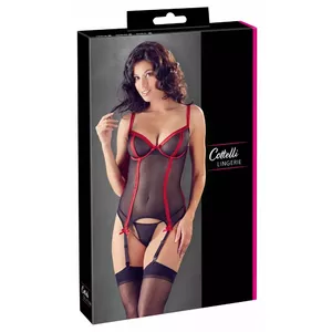 Baske apakšveļa cottelli collection 80B/M melna — puscaurspīdīga baske ar stiegrojumu, iekļauts stringi, 90% poliamīds 10% spandekss
