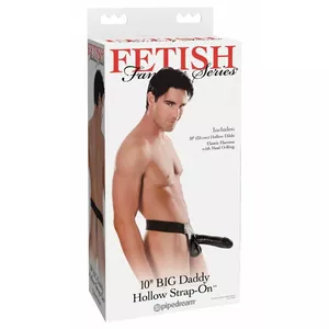 Strap-on dildo Pipedream Silicone Black — hollow realistic 25 cm, insertable 12.5 cm, Ø 3.5 cm, adjustable harness