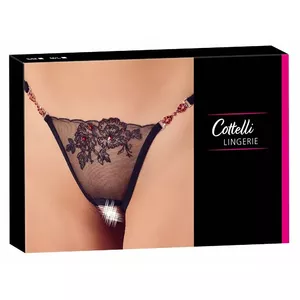 Женская интимная стринга Cottelli Collection String Red Gemstones S/M — размер S/M, без шагового шва, полиамид, красные стразы