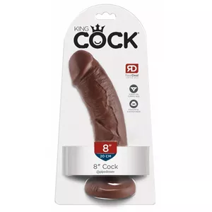 Dildo King Cock Silicone Brown — realistic PVC dildo, length 21.5 cm, insertion 20.3 cm, Ø 4.6 cm, suction cup
