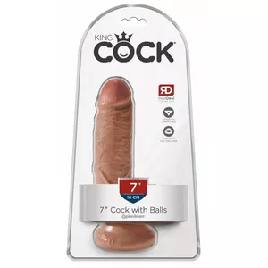 Dildo King Cock Silicone Tan — realistic silicone dildo with suction cup, length 17.8 cm, insertable 13.5 cm, Ø 4.6 cm