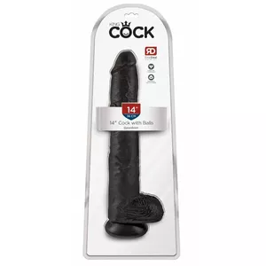 Dildo king cock Silicone Black — realistic silicone dildo with suction cup, length 35.6 cm, Ø 6 cm