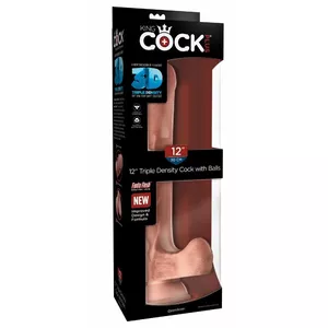 Dildo King Cock Silicone Flesh 12 inch – realistic TPE, 33 cm length, 26.7 cm insertable, Ø 5.6 cm, suction cup, strap-on compatible