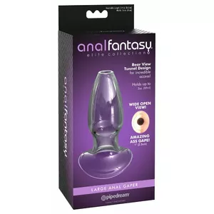 Анальная пробка anafantasy AFE Large anal gaper — боросиликатное стекло, полая с ограничителем, длина 10.9 см, ширина 6.7 см, внутр. Ø 2.5 см, объём 59 мл