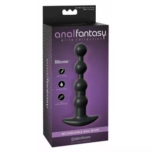 Anālā krelles analfantasy AFE Silicone Black — silikons, 4 pērles, 17 cm garums, ūdensizturīgas, uzlādējamas