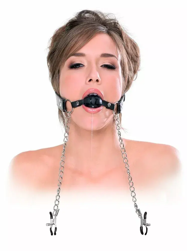Ball gag Pipedream FFE Deluxe – adjustable straps, nipple clamps Photo 4