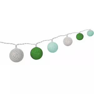 String lights Goobay W-66744 — 10 cotton ball LED bulbs, battery operated, green