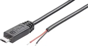 tru components Micro USB‑B spraudnis uz kabeļa ar atvērtu kabeļa galu, modelis 1582499