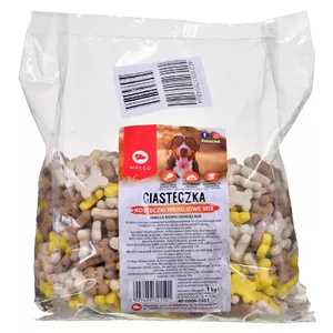 Dog training treats MACED Bones Cookies Vanilla Mix 1 kg — baked biscuit treats, protein 14%, fat 7%, moisture 8%