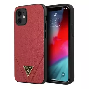 Phone hardcase GUESS Hardcase for iPhone 12 mini 5.4" — red Saffiano