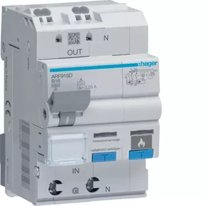 Hager ARF916D AFDD Circuit Breaker, 1P+N, 16A, Type B, 30mA, 6kA