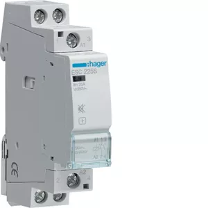 Elektriskais relejs Hager ESC225S, 230 V AC ieeja, kontaktu strāva 25 A, pelēks, 17.85×60×83 mm