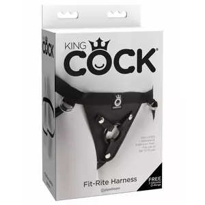 Strap-on harness King Cock KC Fit Rite Harness Black — adjustable hip up to 173 cm, thigh straps 76 cm, polyamide/vinyl