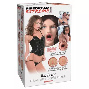Seksa lelle Pipedream modelis 05448760000 — vinila ķermenis, noņemams TPR masturbators, 3D seja, gari brūni mati
