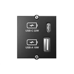 Розетка с USB A и USB C Bachmann 917.227, чёрная, 250 В 50/60 Гц, USB 15 В, IP20