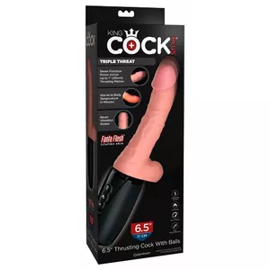 Thrusting Cock Vibrator King Cock Silicone Black — realistic TPE/ABS, 27.1 cm, 16.6 cm shaft, 14 cm insertion, Ø 3.6 cm