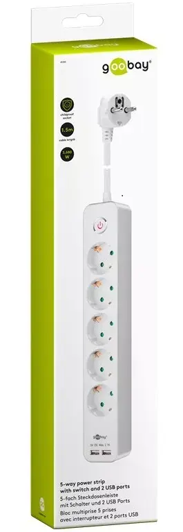 Jaudas slēdzis Goobay 5-veidu ar slēdzi un USB Photo 2