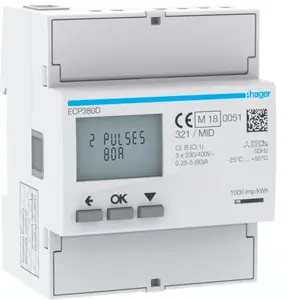 Трехфазный электросчетчик Hager ECP380D 80А 4M с импульсным выходом MID
