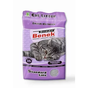 Clumping cat litter Super Benek Certech Super Benek Standard Lavender 25 L (bentonite, fast-absorbing, odor elimination)