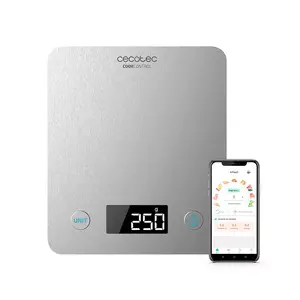 Electronic kitchen scale CECOTEC Cook Control 10000 Connected — stainless steel, 5 kg, 1 g accuracy, LCD