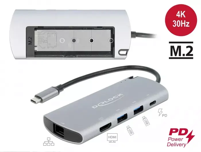 Doku stacija DeLOCK USB Type-C Doku stacija ar M.2 slotu Photo 2