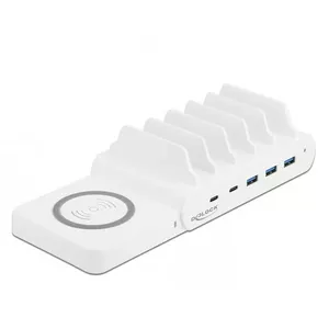 Настольная зарядка DeLOCK USB и беспроводная зарядка 2 x USB Type-C PD + 3 x USB Type-A с 110 Вт
