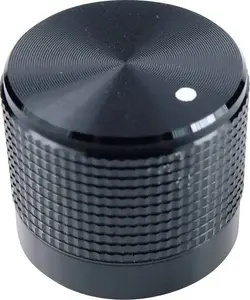 Knob Cliff FC7225 black rotary control knob with center indicator, Ø 20 mm, height 20 mm, single piece