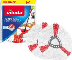 Mop head VILEDA 152545, microfibre/polyester/polyamide, 2 pcs, white — fits Vileda TURBO and Easy Wring and Clean