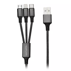 4smarts ForkCord USB cable 1 m USB A USB C/Micro USB A/Lightning Black