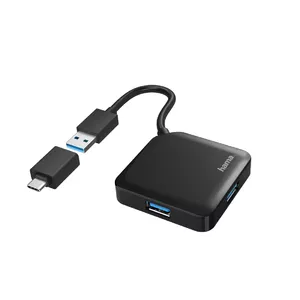 Hama 00200116 interfeisa centrmezgls USB 3.2 Gen 1 (3.1 Gen 1) Type-A + Type-C 5000 Mbit/s Melns